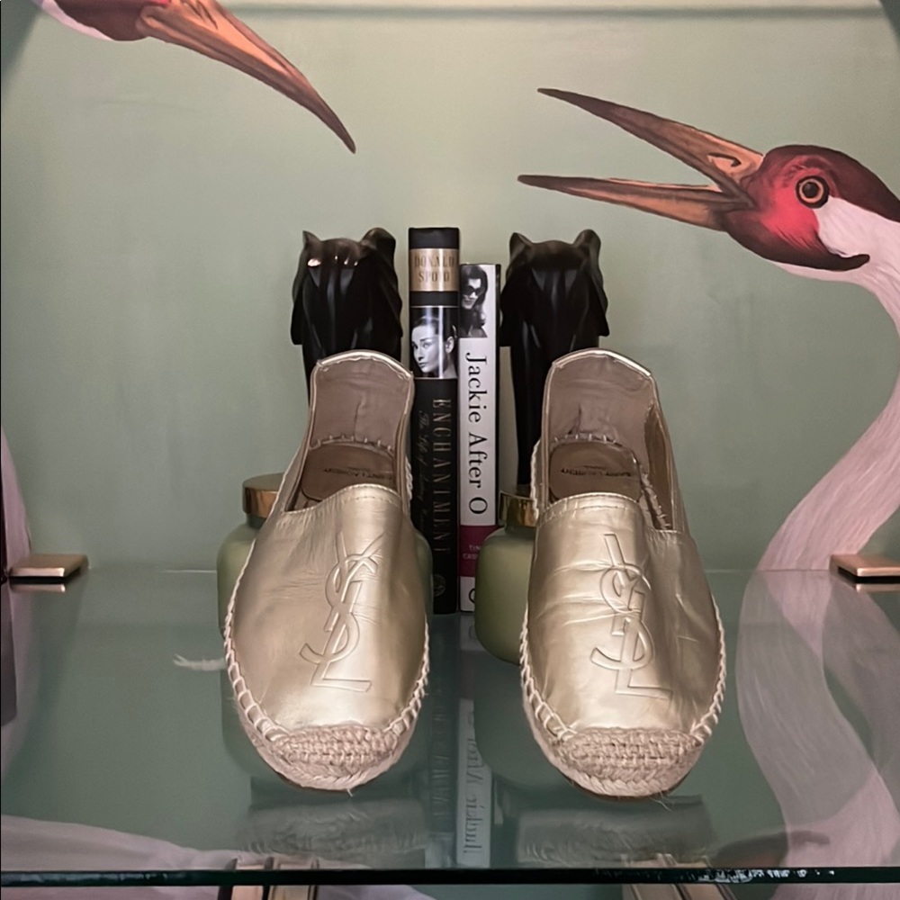 Yves Saint Laurent Gold Espadrilles with Metallic Finish